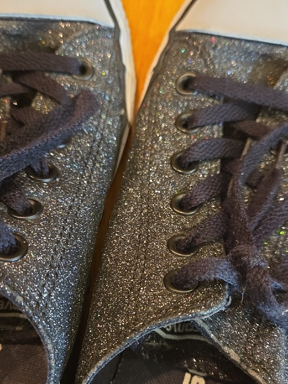 Converse Low Ox Black Iridescent Glitter Sneakers - Picture 7 of 9